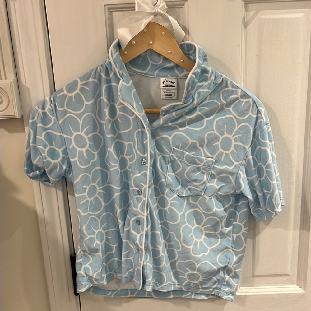 art class Blue Floral Kids Pajama Set